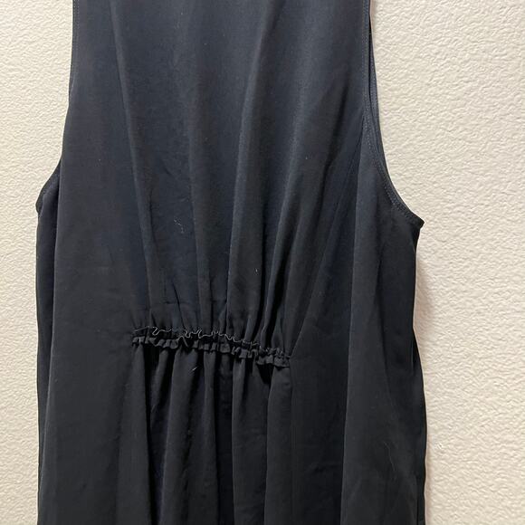 Wilfred Aritzia 100% Silk Made in Japan Black Chiffon Midi Dress Sleeveless Sz L - Picture 4 of 8